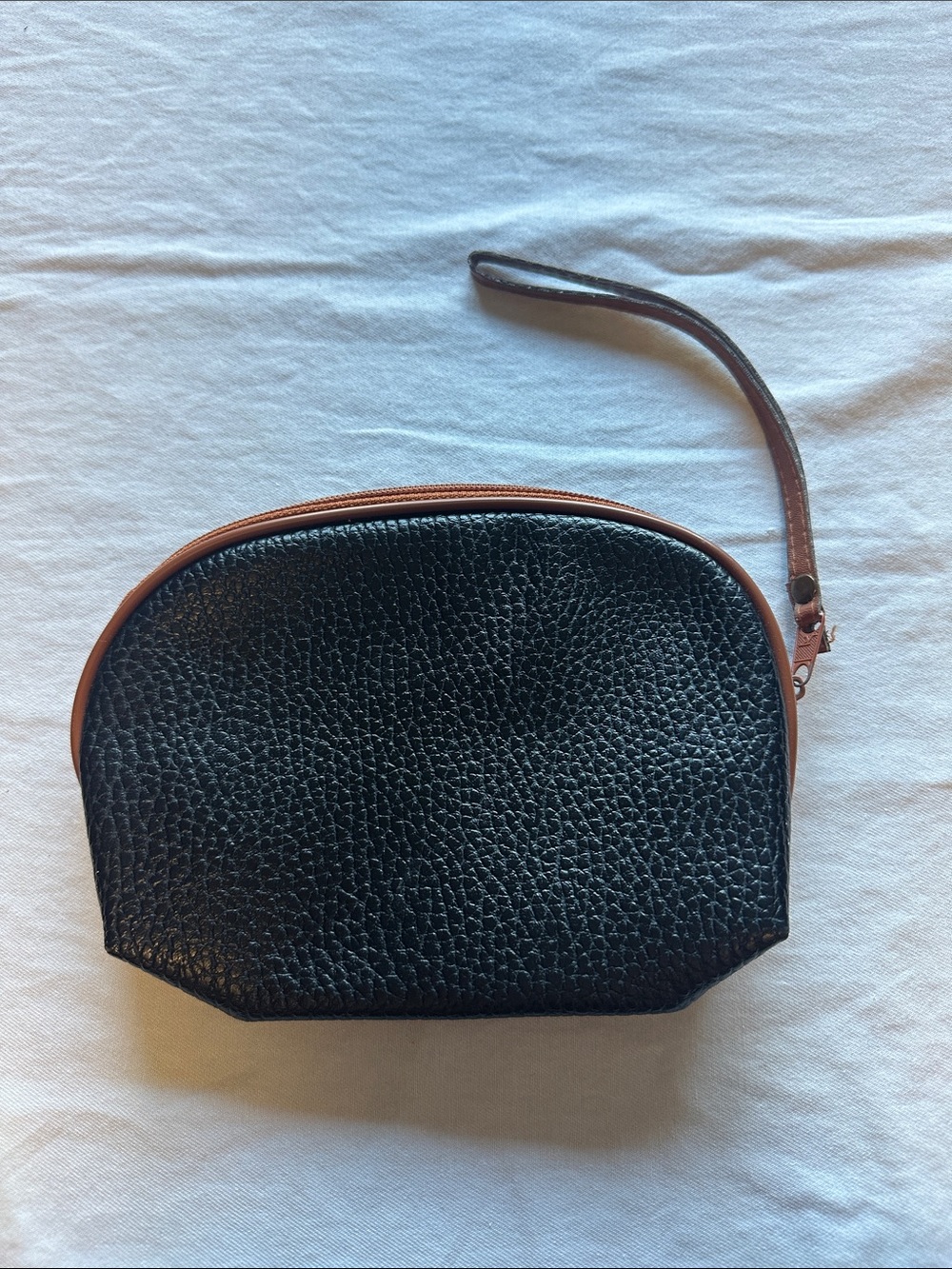 Black Pebbled Leather Wristlet Pouch